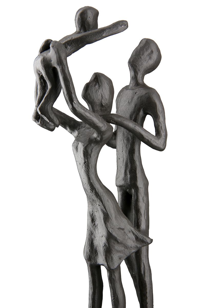 Einzigartiges Kunstwerk Handgefertigte Eisen Design Skulptur 'Familienglück' mit Eltern und Kind