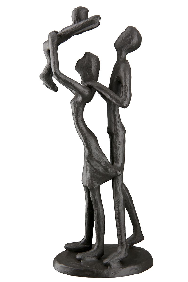 Einzigartiges Kunstwerk Handgefertigte Eisen Design Skulptur 'Familienglück' mit Eltern und Kind