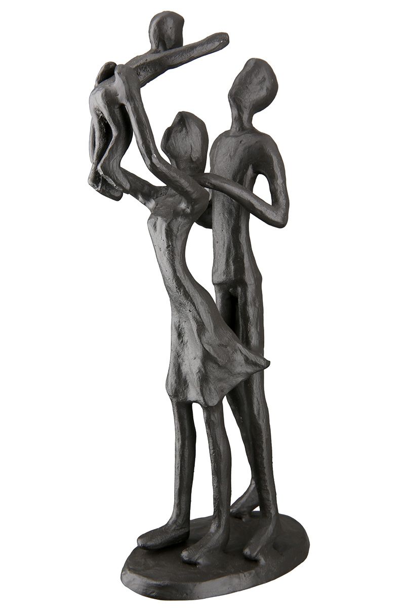 Einzigartiges Kunstwerk Handgefertigte Eisen Design Skulptur 'Familienglück' mit Eltern und Kind