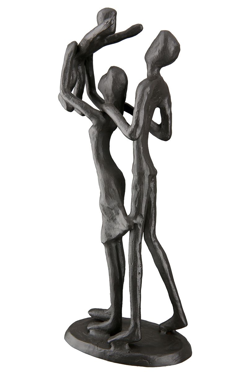 Einzigartiges Kunstwerk Handgefertigte Eisen Design Skulptur 'Familienglück' mit Eltern und Kind