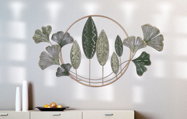Wall Relief Ginkgo Leaves Metal Decoration