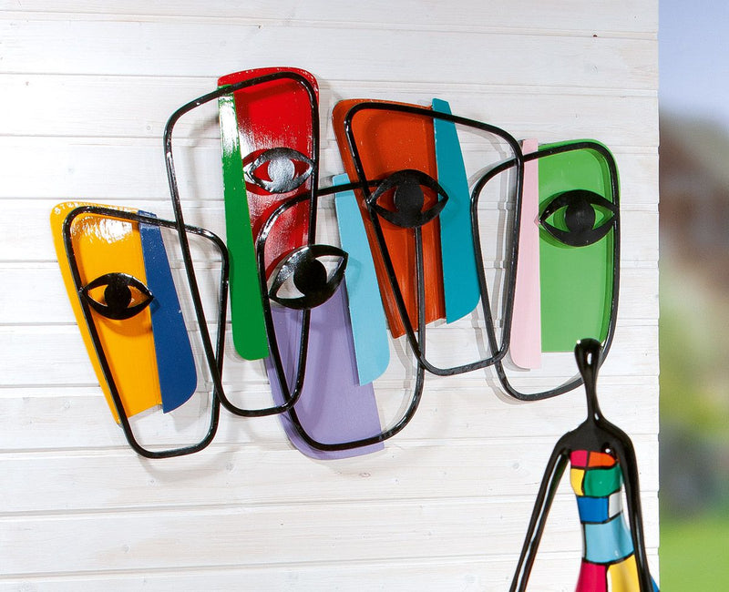 Farbenfrohes Wandrelief 'Faces' - Moderne Kunst für Ihre Wand, Bunt/Schwarz, 119,5 x 74 cm