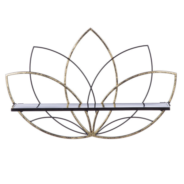 Lotus wandplank van metaal in zwart met ophanging