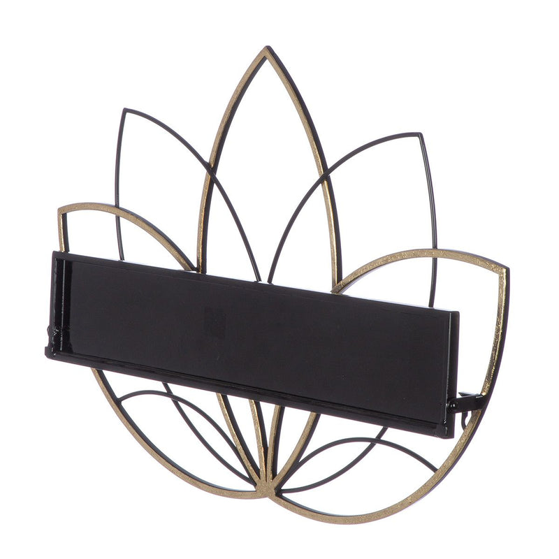 Lotus metal wall shelf in black with suspension
