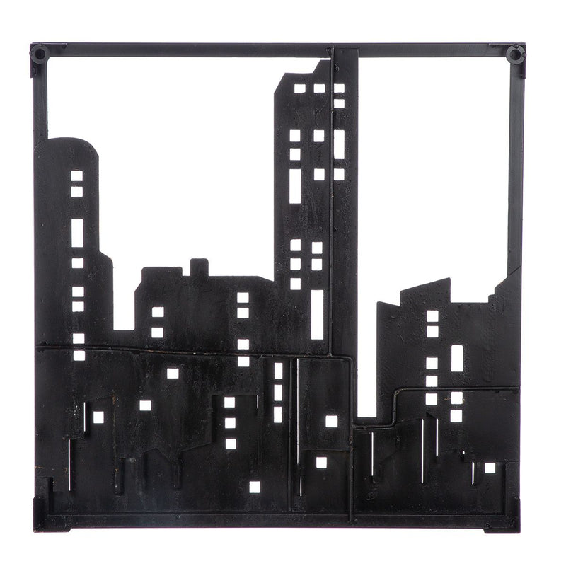 Wall Relief City Skyline Metal Blue Brown 50x50 cm