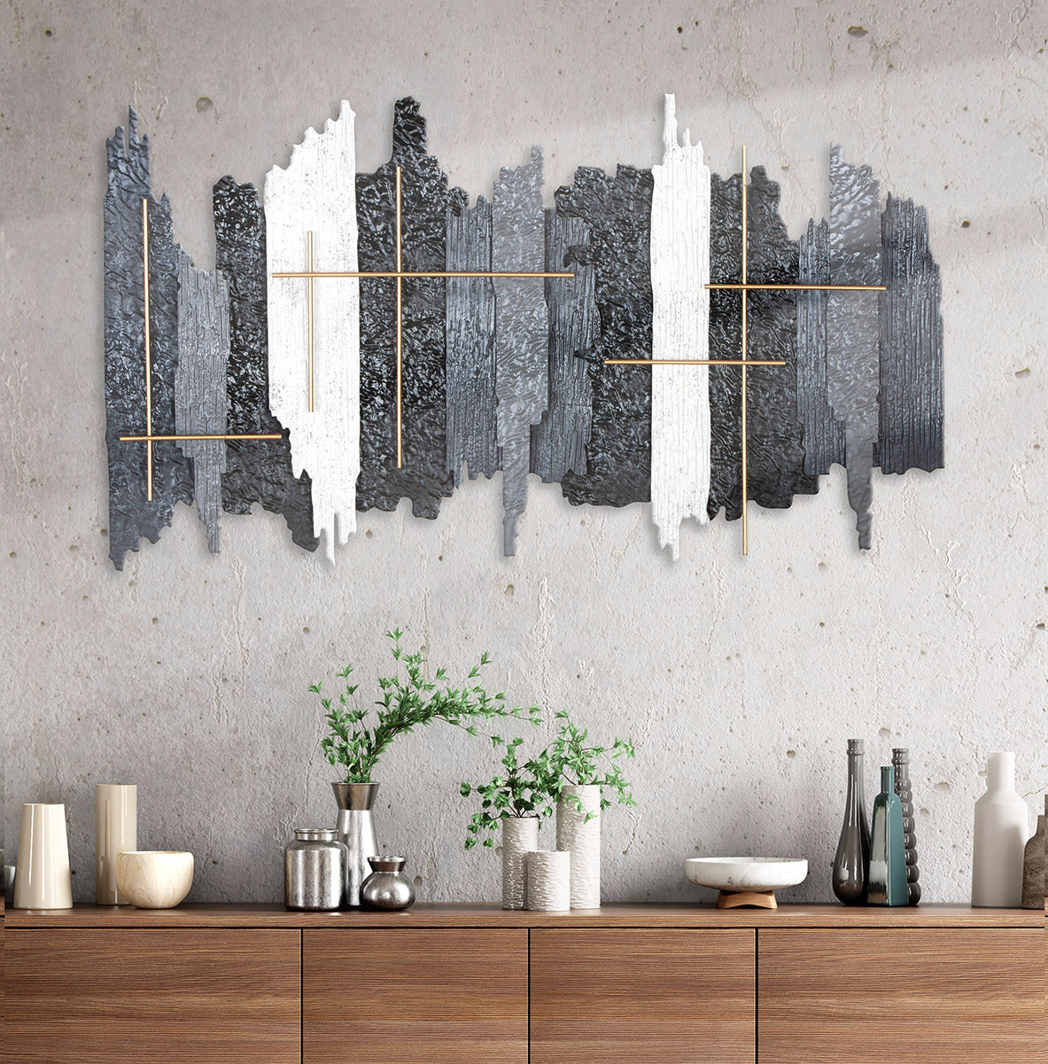 Wandrelief Invicto Metall anthrazitfarben grau schwarz