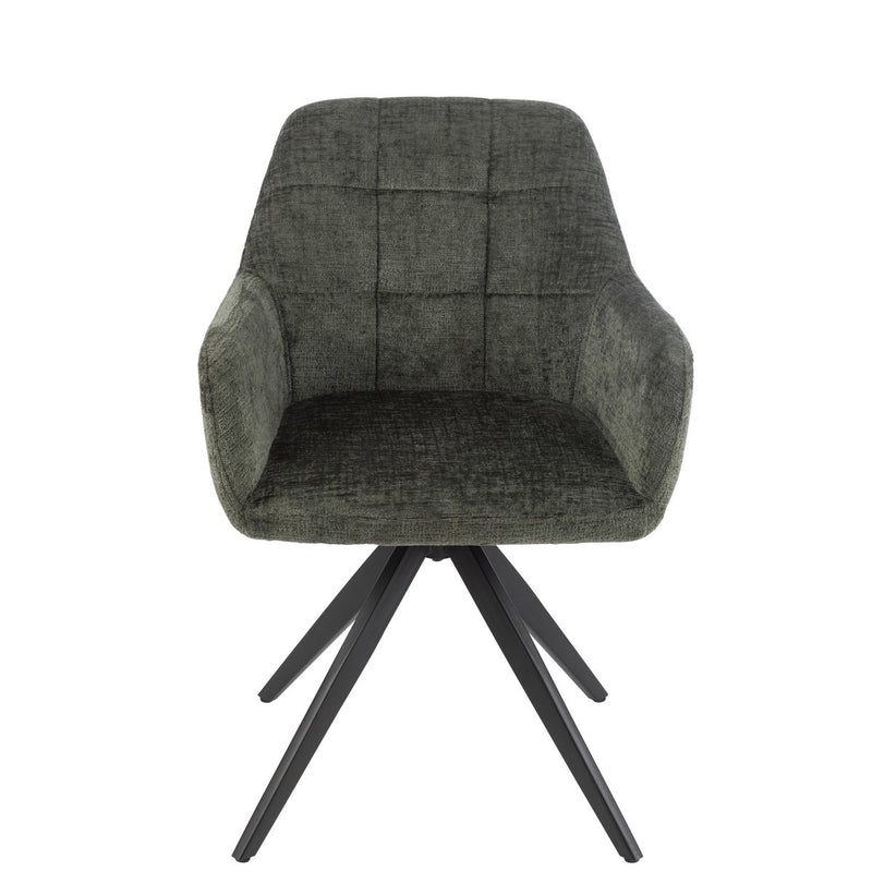 Groen gestoffeerde stoel Louna met metalen frame, 85 cm