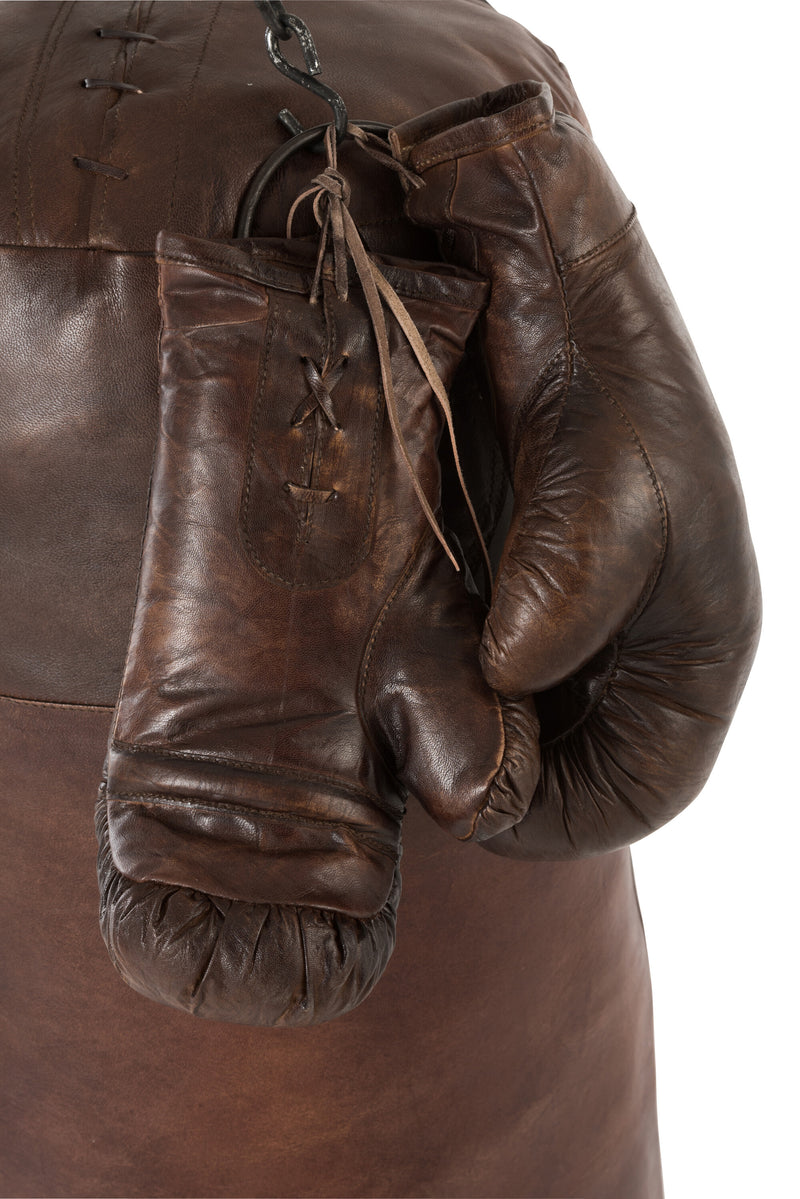 Handgefertigte Boxhandschuhe aus braunem Leder - Eine einzigartige Dekoration