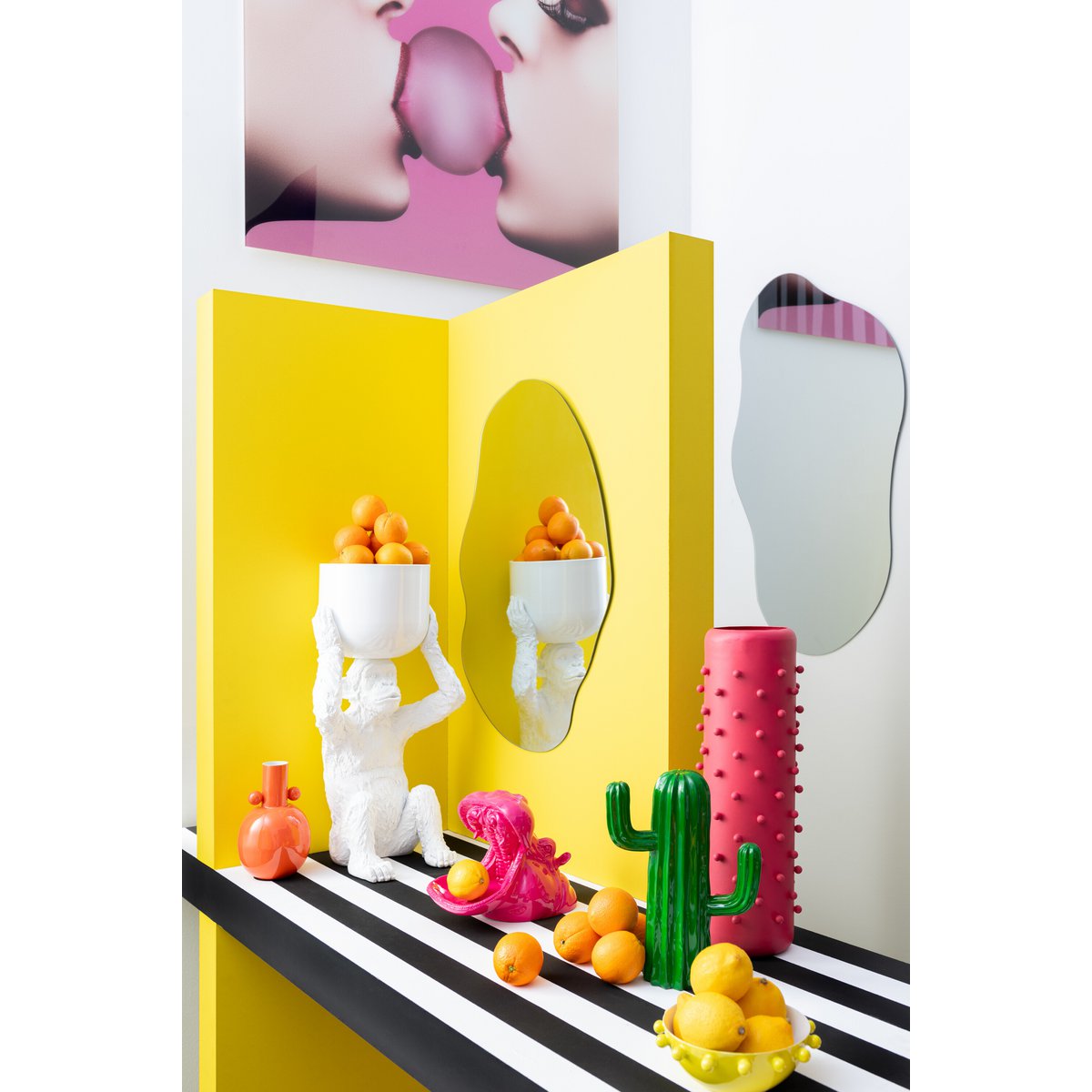 J-Line Wanddeco Bubble Gum Gehard Glas Roze