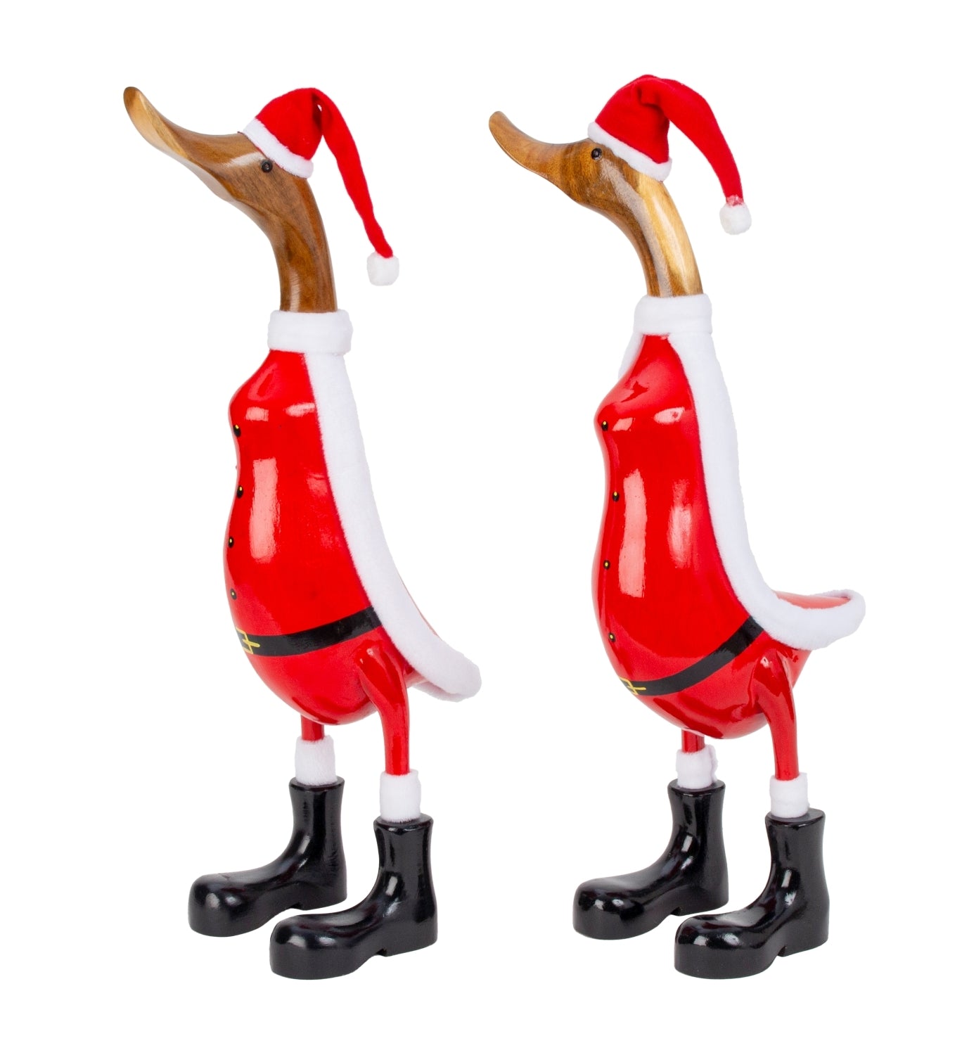 Holz Enten Nikolaus Set 2tlg Handarbeit Bali 50cm