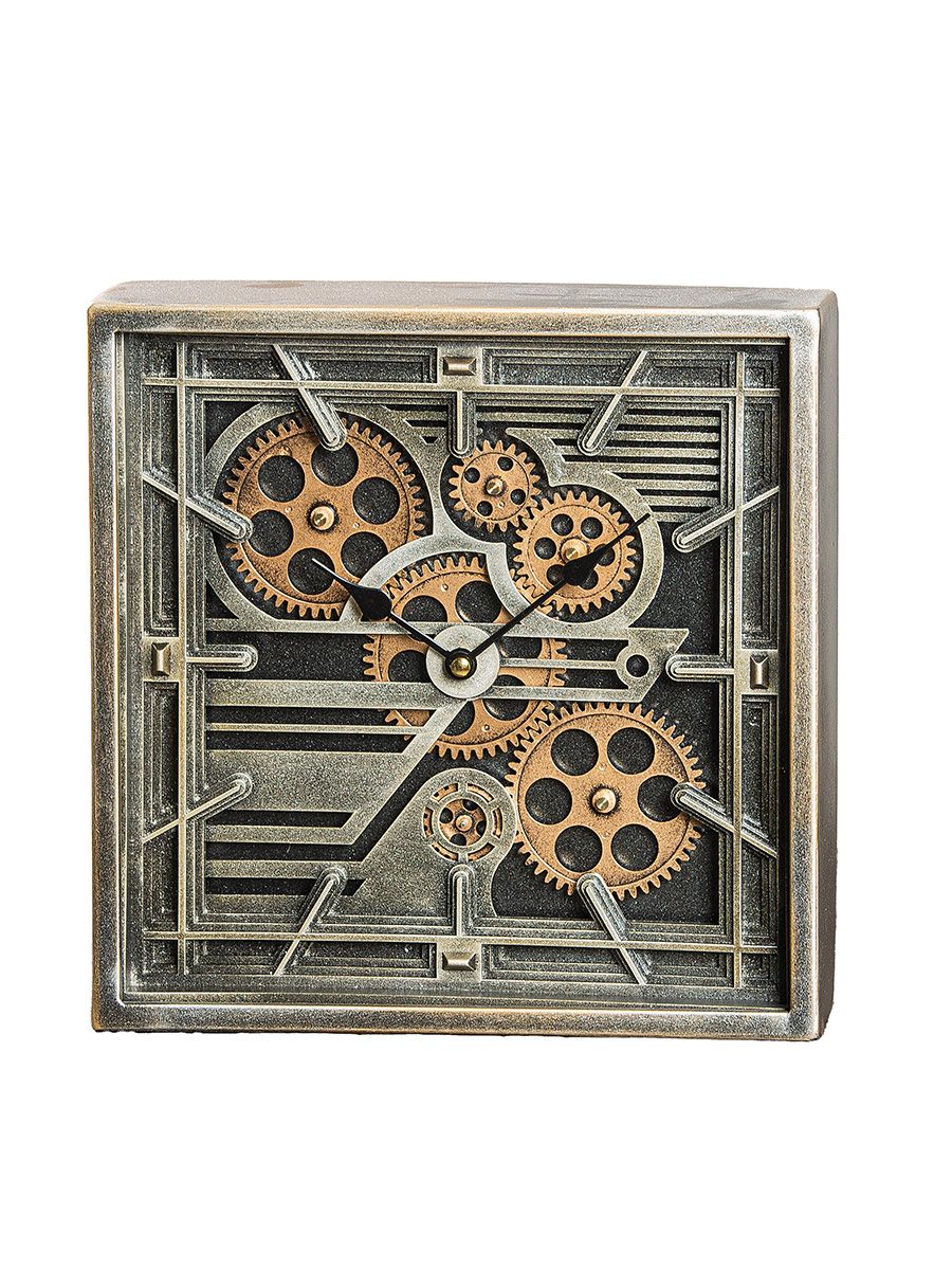 Veelzijdige klok 'Quadro' met bewegende tandwielen - klassiek design voor elke kamer