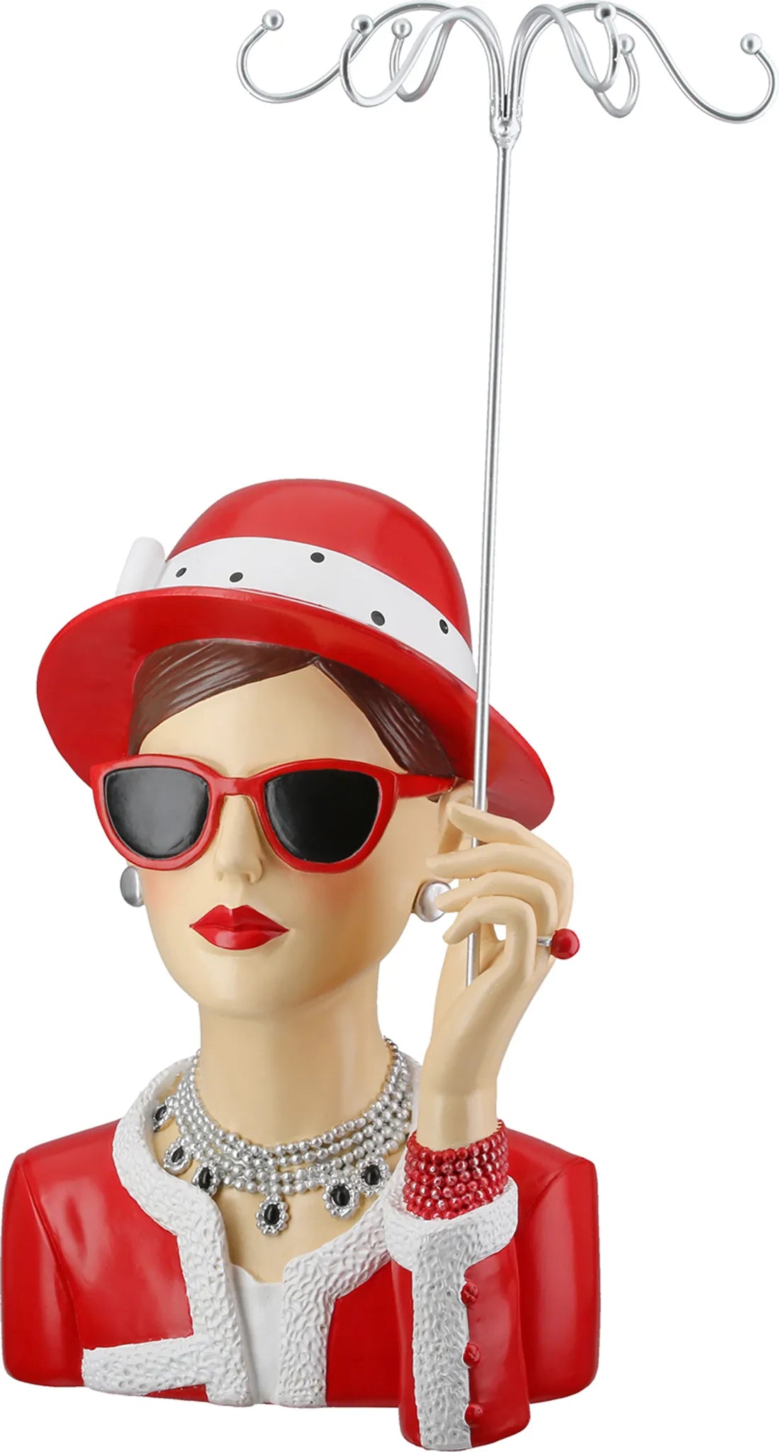 Schmuckständer Lady Chloe Figur Metalloptik Rot 40cm