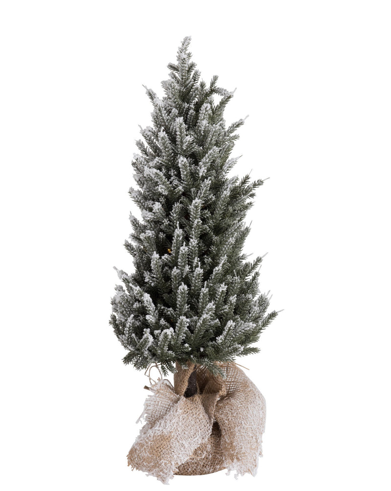 Set of 2 LED Christmas trees in pots, plastic green