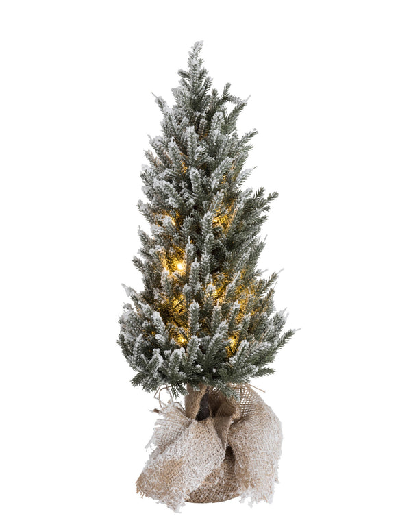 Set van 2 LED-kerstbomen in potten, kunststof groen