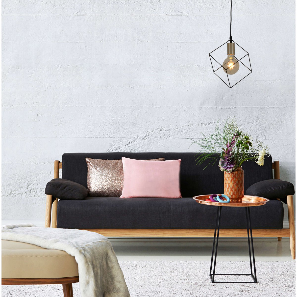 Pendelleuchte "CANTO", Hängelampe in Metall schwarz und Gold, E27-Fassung, für Esszimmer, Wohnzimmer, Diele oder Büro, 26 x 26 cm