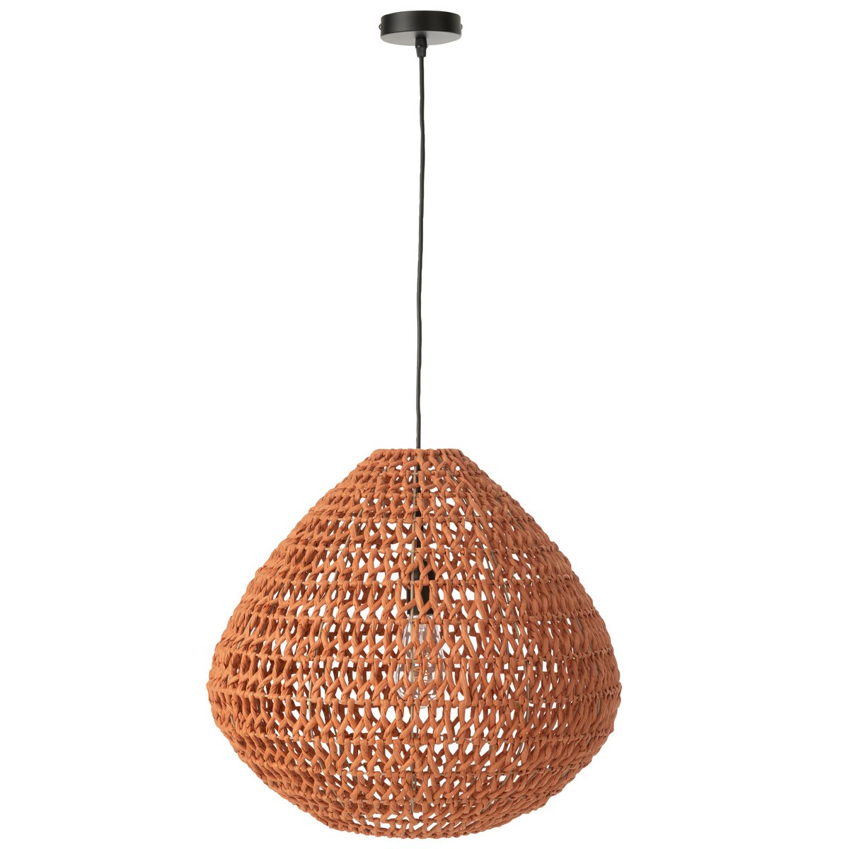 Oranje metalen plafondlamp in gedraaide look