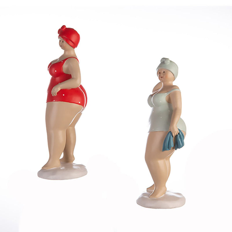 Charming set of 2 poly figure Aunt Elli standing bathing ladies