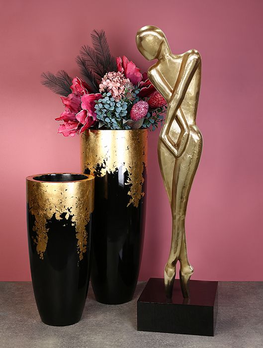 Planter XXL Cone Black Gold Poly 100 cm or 76 cm
