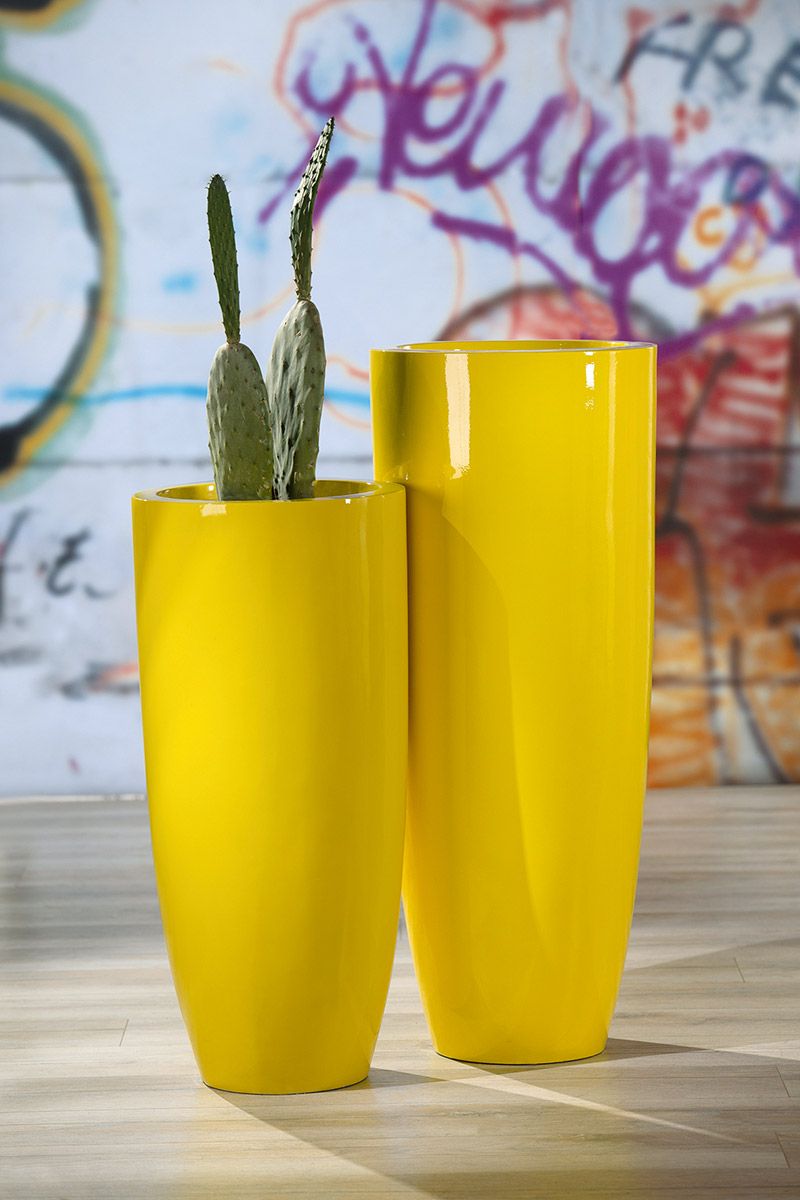 Planter XXL cone resin yellow, pink or blue 75cm or 92 cm