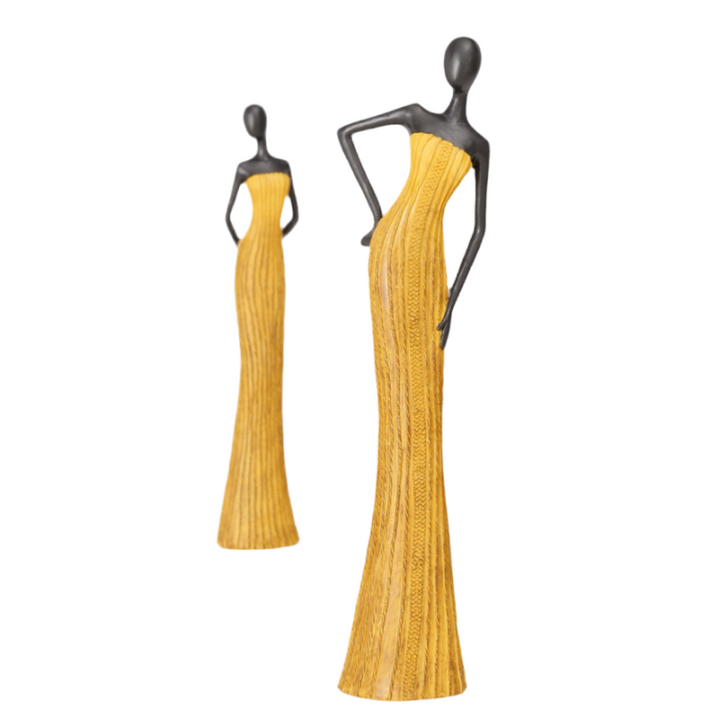 Set van 2 decoratieve figuren Elena in zwart en geel 31 cm handgemaakt