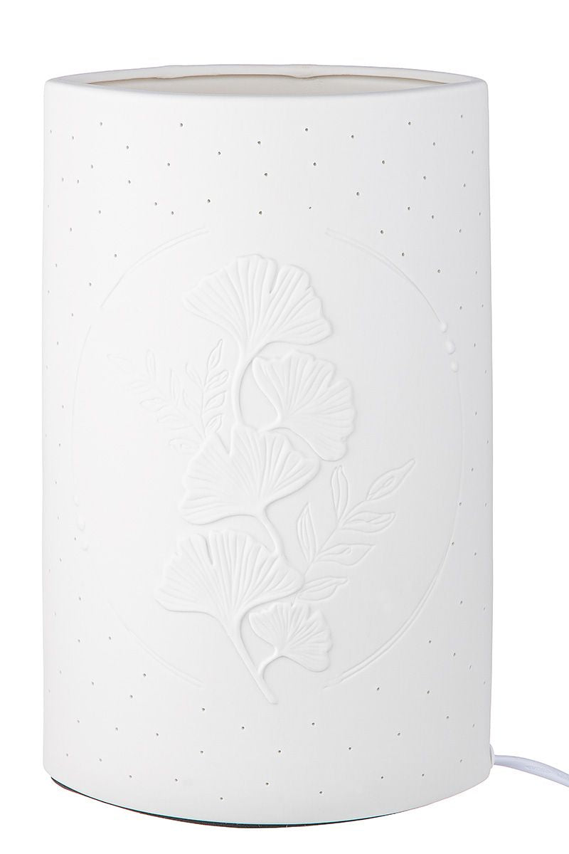 Porcelain lamp "Ginkgo wreath" in two sizes, ellipse shape