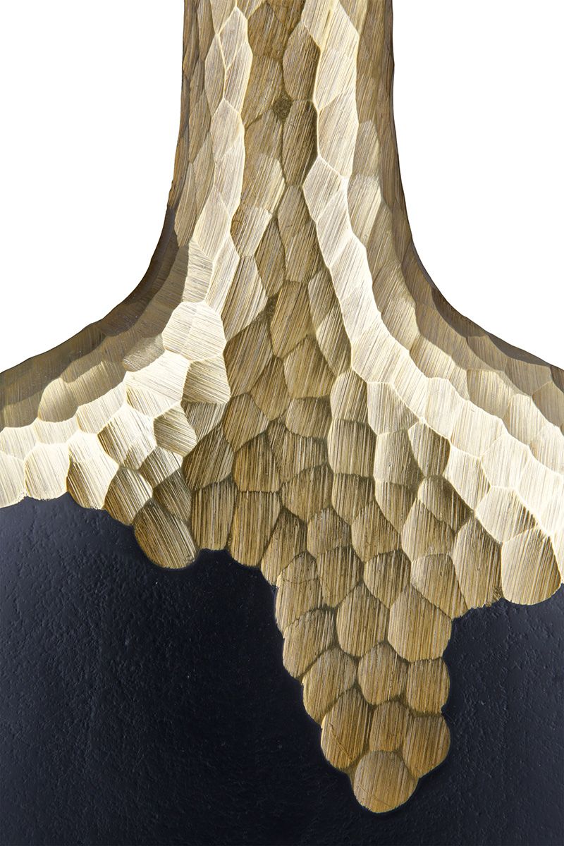 Aluminum Vase Favo - Elegant vase in black/gold colors, modern honeycomb design, table decoration