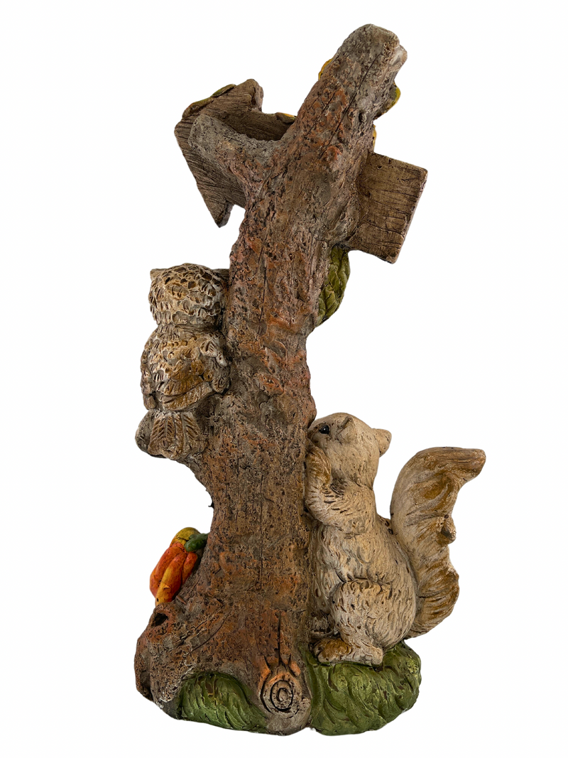 Autumnal welcome sign with owl and squirrel 52 cm