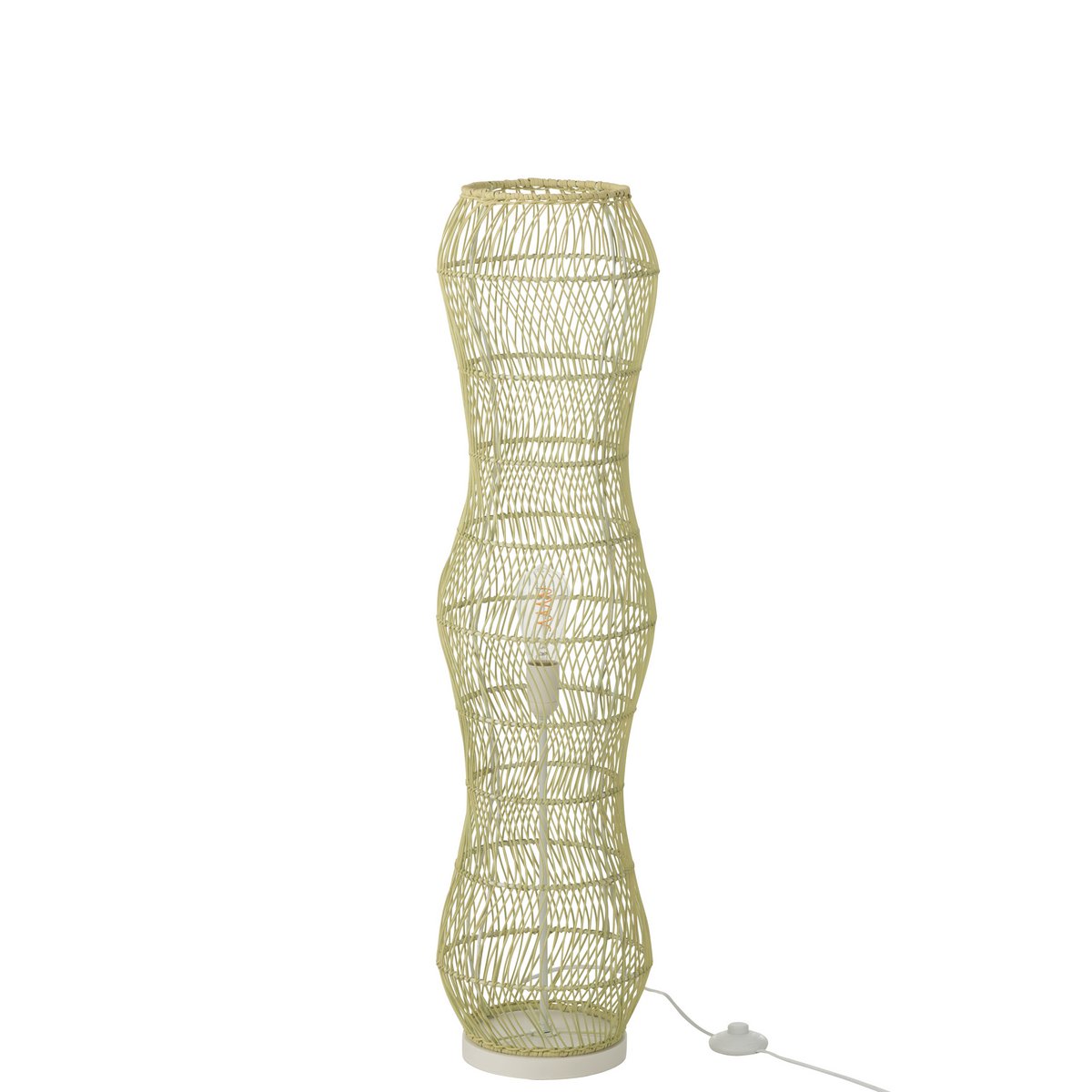 J-Line Stehlampe Rattan Metall gedreht Grün