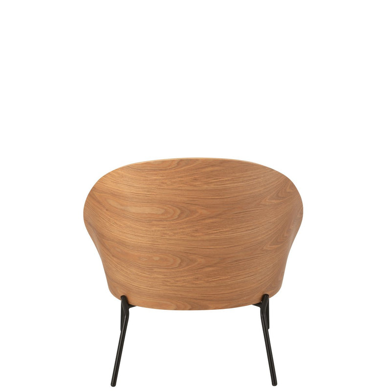 Lone lounge chair made of wood and metal in natural beige – stylish and comfortable