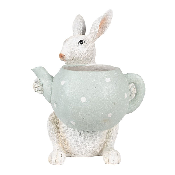 Decorative statue rabbit beige green 17x17x23 cm