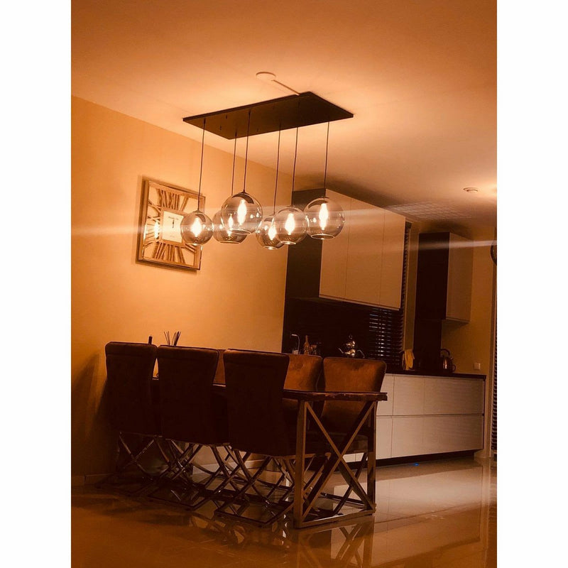 Hanglamp rookglas 6-lichts