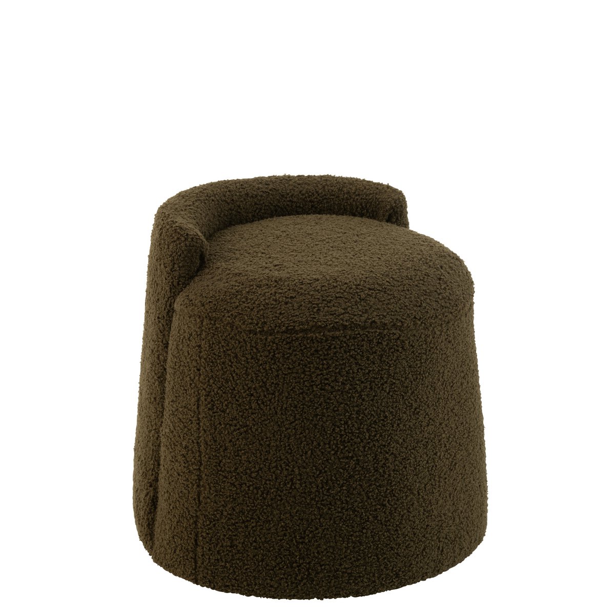 J-Line Poef Teddy Round+RugleUging Bouclé Green
