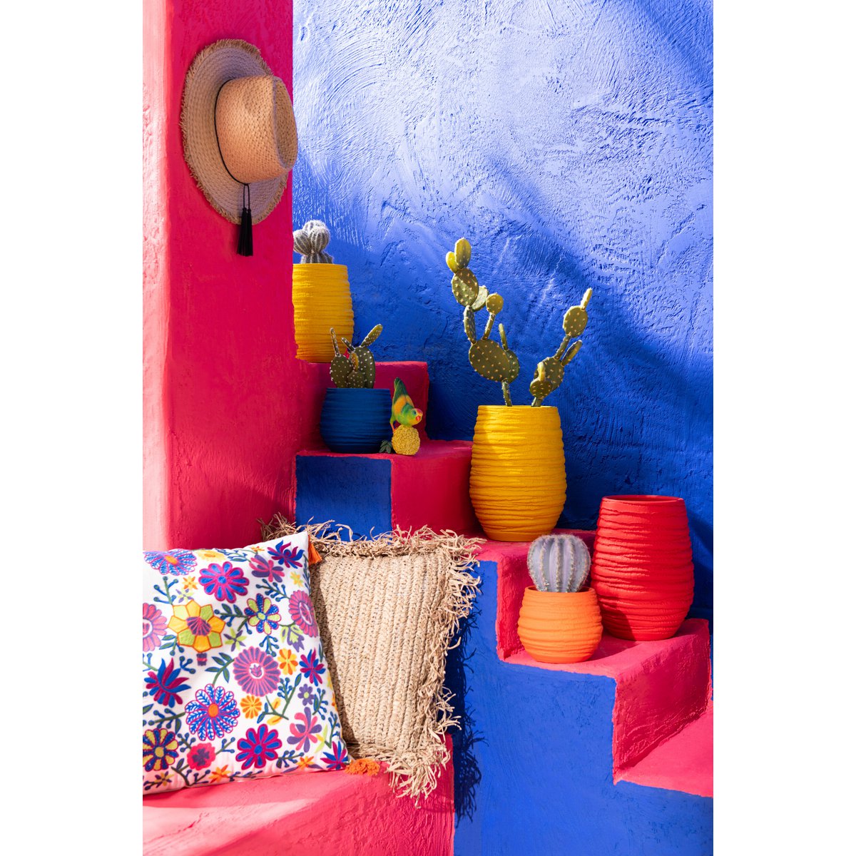 J-Line Blumentopf Fiesta - Keramik - Orange - klein