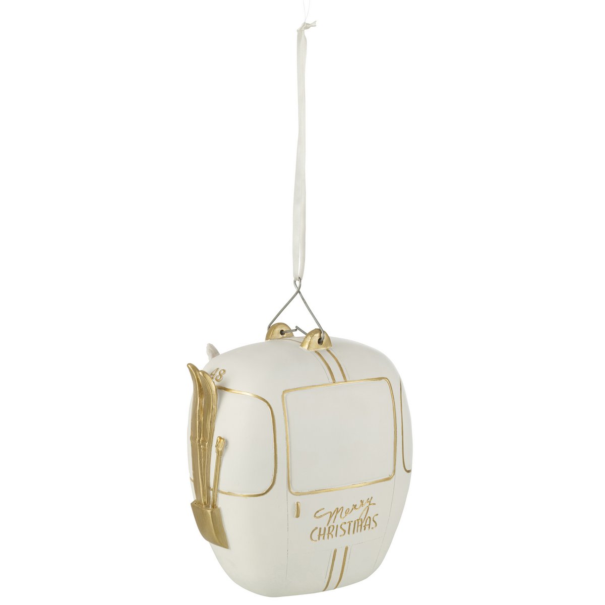 J-Line Weihnachtsanhänger – Poly – Weiß/Gold