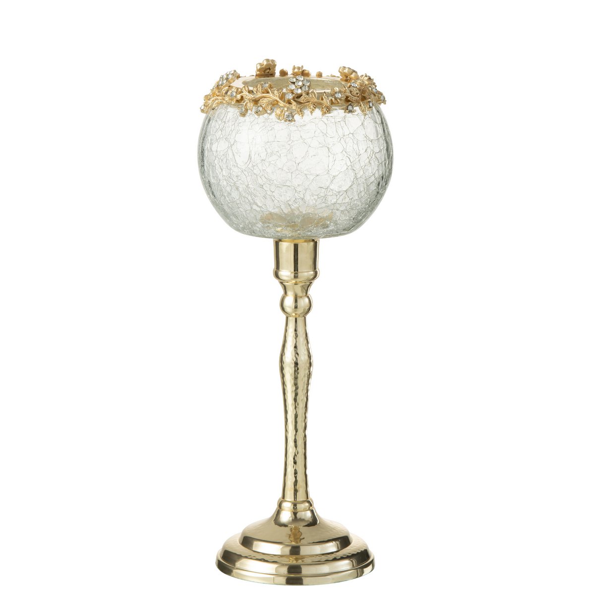 Kerzenhalter Celina Glas Gold mit Dekoornament 33cm