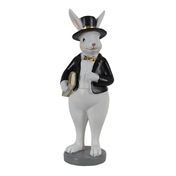 Decorative Statue Rabbit Black, White 7x7x20 cm
