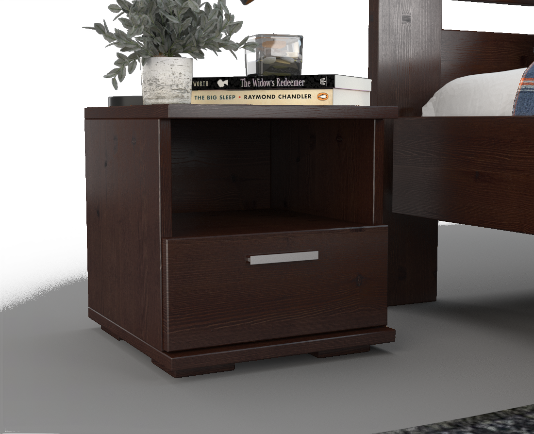 Nobis Kiefer Massivholz Nachttisch Nachtschrank | 1-Schublade und 1 Regal | 100% Bio Kiefer