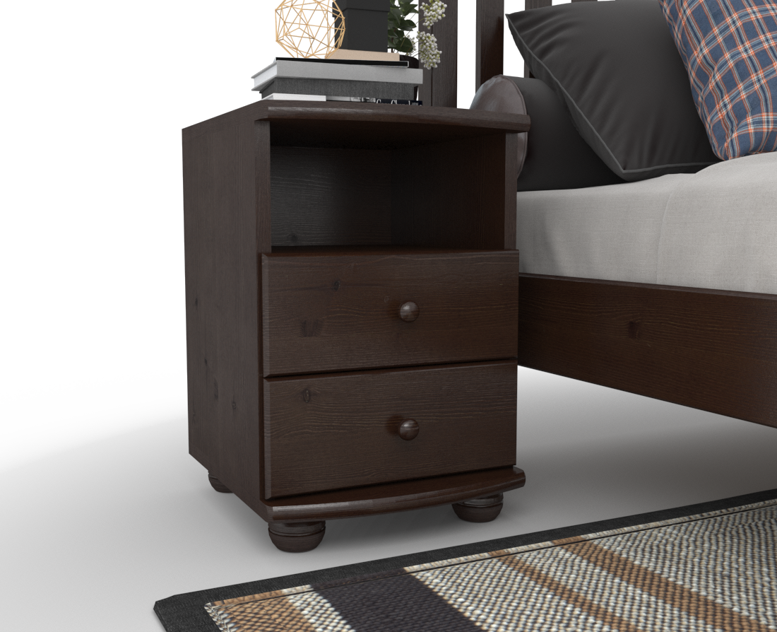 Claudia Kiefer Massivholz Nachttisch Nachtschrank | 2-Schubladen und 1 Regal | 100% Bio Kiefer