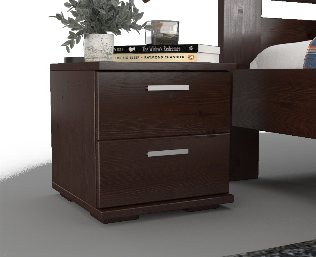 Nobis Kiefer Massivholz Nachttisch Nachtschrank | 2-Schubladen | 100% Bio Kiefer