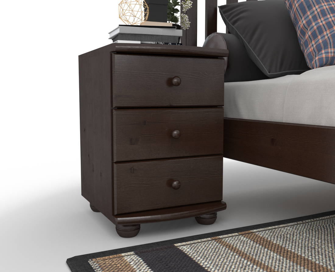 Claudia Kiefer Massivholz Nachttisch Nachtschrank | 3-Schubladen | 100% Bio Kiefer