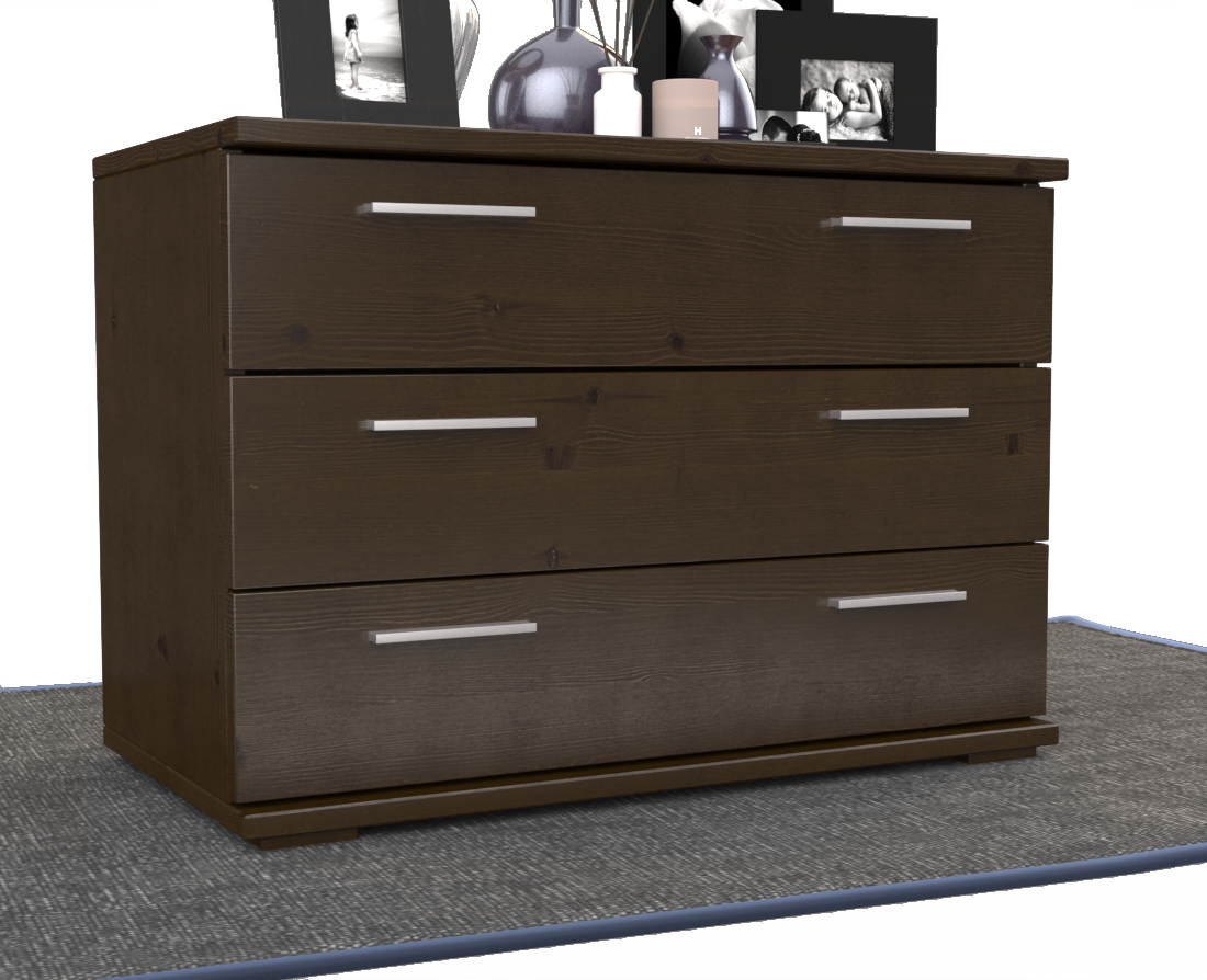 Nobis Kommode Sideboard | 3 große Schubladen | 57cm hoch | 100% Bio Kiefer Massivholz