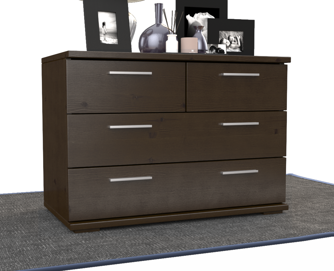 Nobis Kommode Sideboard | Anrichte | 4-Schubladen | 57cm hoch | 100% Bio Kiefer Massivholz