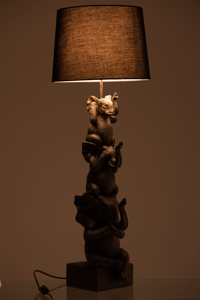 Elegante bruine olifantenlamp - design horen/zien/stilte - hoogwaardige tafelverlichting 