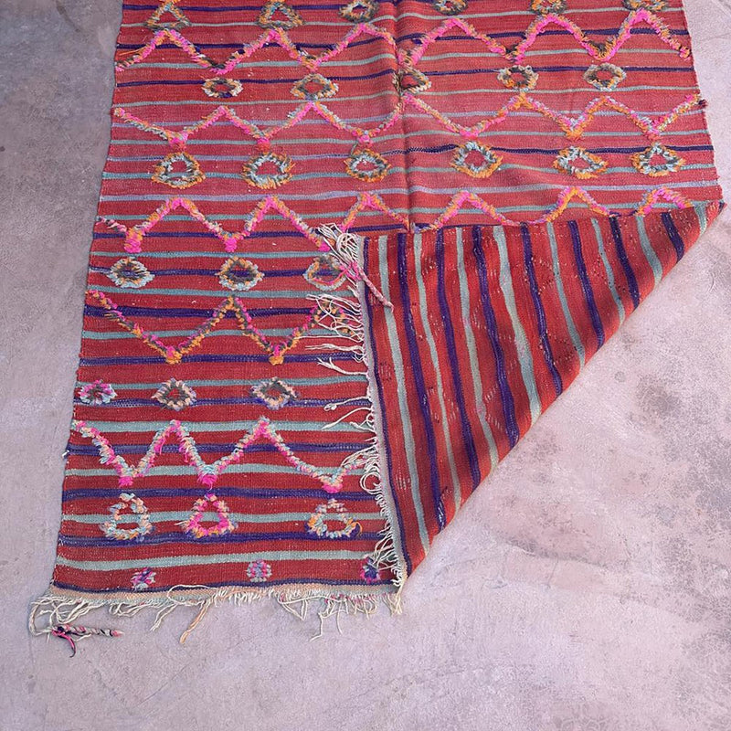 Marokkanischer Kelim-Berberteppich aus reiner Wolle, 138 x 220 cm