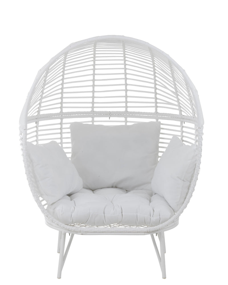 Garten Sessel Stuhl Lounge in Ovaler Form aus Stahl in Weiß Komfort und Stil für Ihre Outdoor-Oase