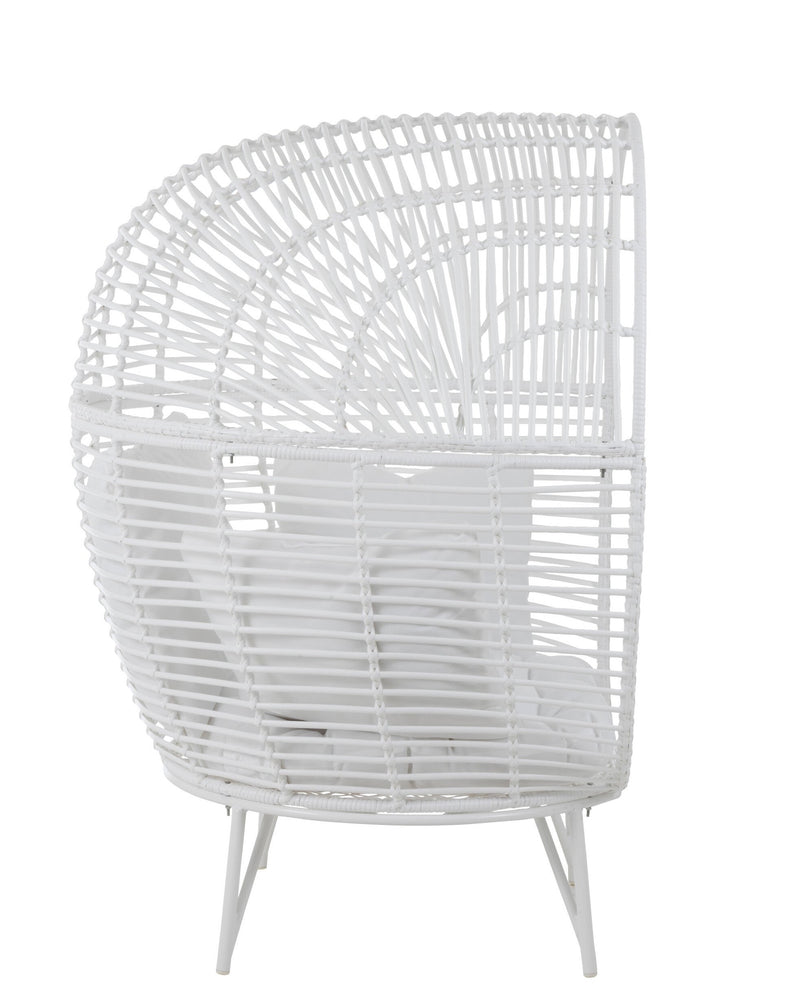 Garten Sessel Stuhl Lounge in Ovaler Form aus Stahl in Weiß Komfort und Stil für Ihre Outdoor-Oase