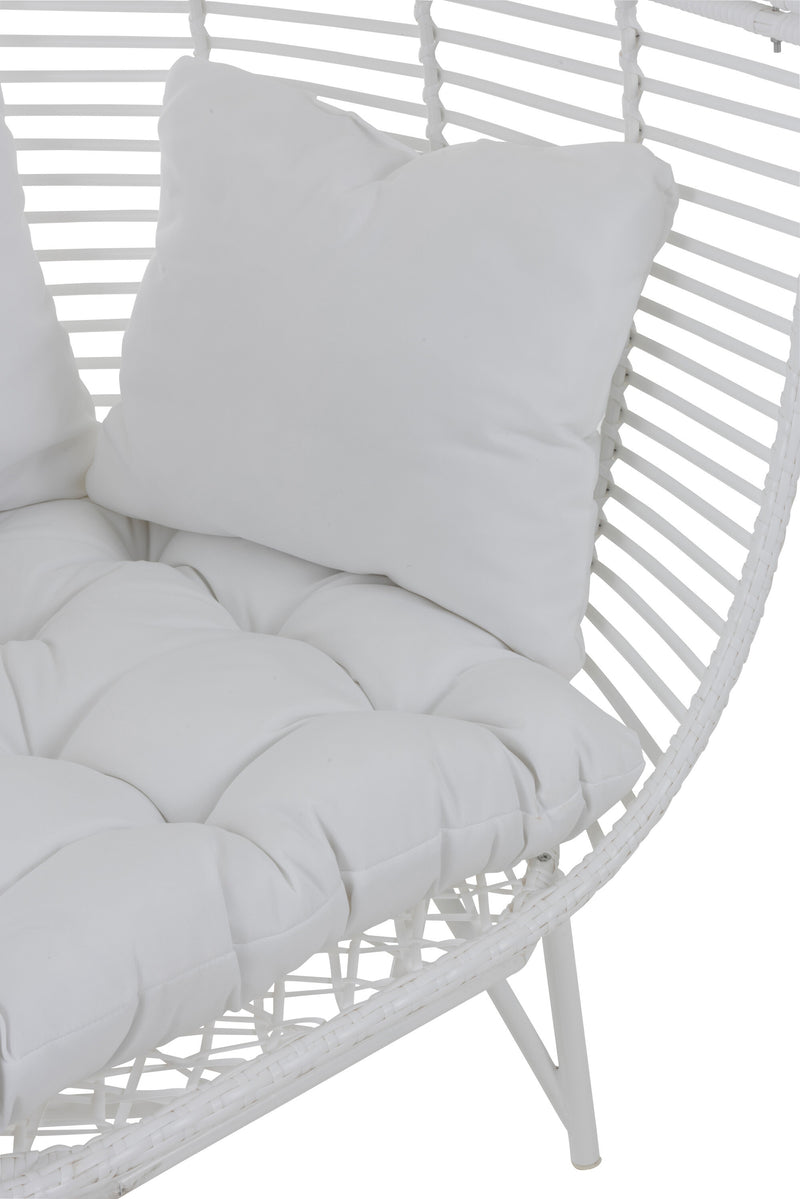 Garten Sessel Stuhl Lounge in Ovaler Form aus Stahl in Weiß Komfort und Stil für Ihre Outdoor-Oase
