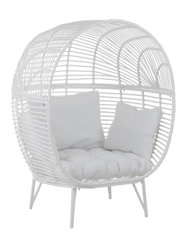 Garten Sessel Stuhl Lounge in Ovaler Form aus Stahl in Weiß Komfort und Stil für Ihre Outdoor-Oase