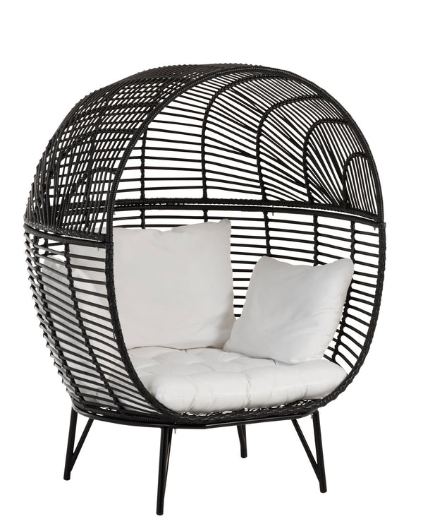 Garten Sessel Stuhl Lounge in Ovaler Form aus Stahl in Schwarz: Komfort und Stil für Ihre Outdoor-Oase