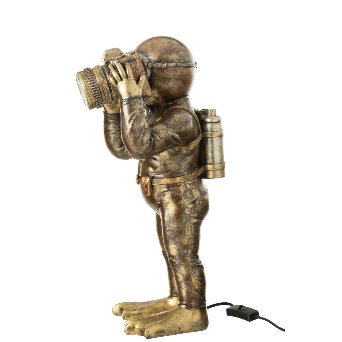 Tischlampe Diver Polyresin Antik Gold